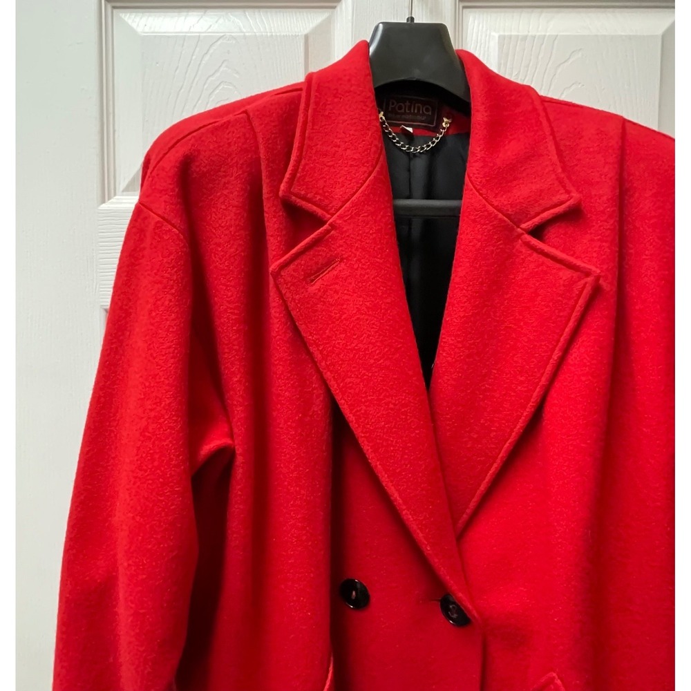 Vintage Patina‎ International Women's 10 Red Wool Blend Double Breasted Coat